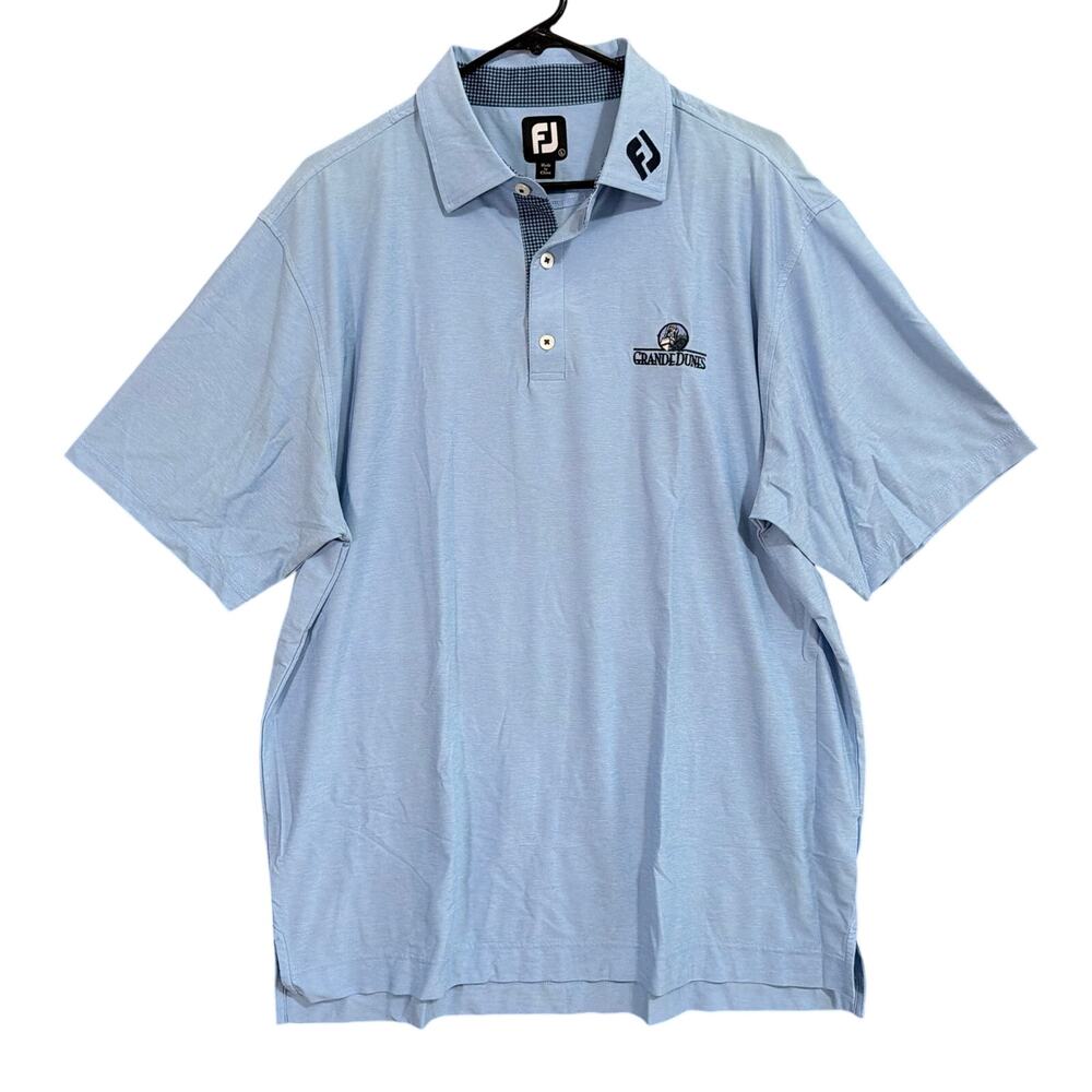 FootJoy Mens Shirt Blue Golf Polo Athleisure Comfort Quick Dry Stretch Large
